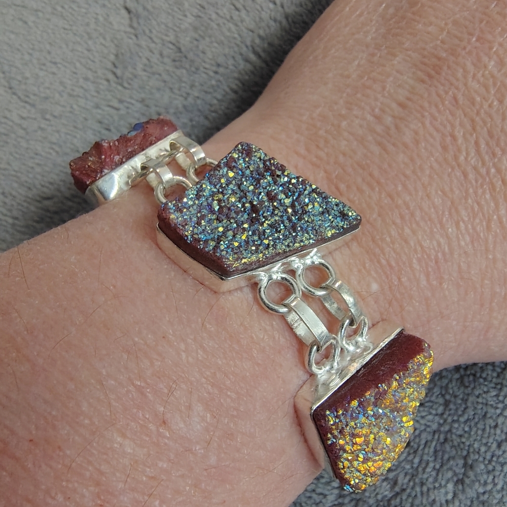 Sparkly Multicolored Druzy Link Bracelet